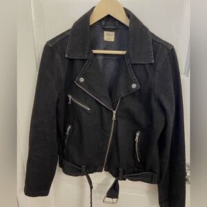 Gap 1969 black denim moto jacket large